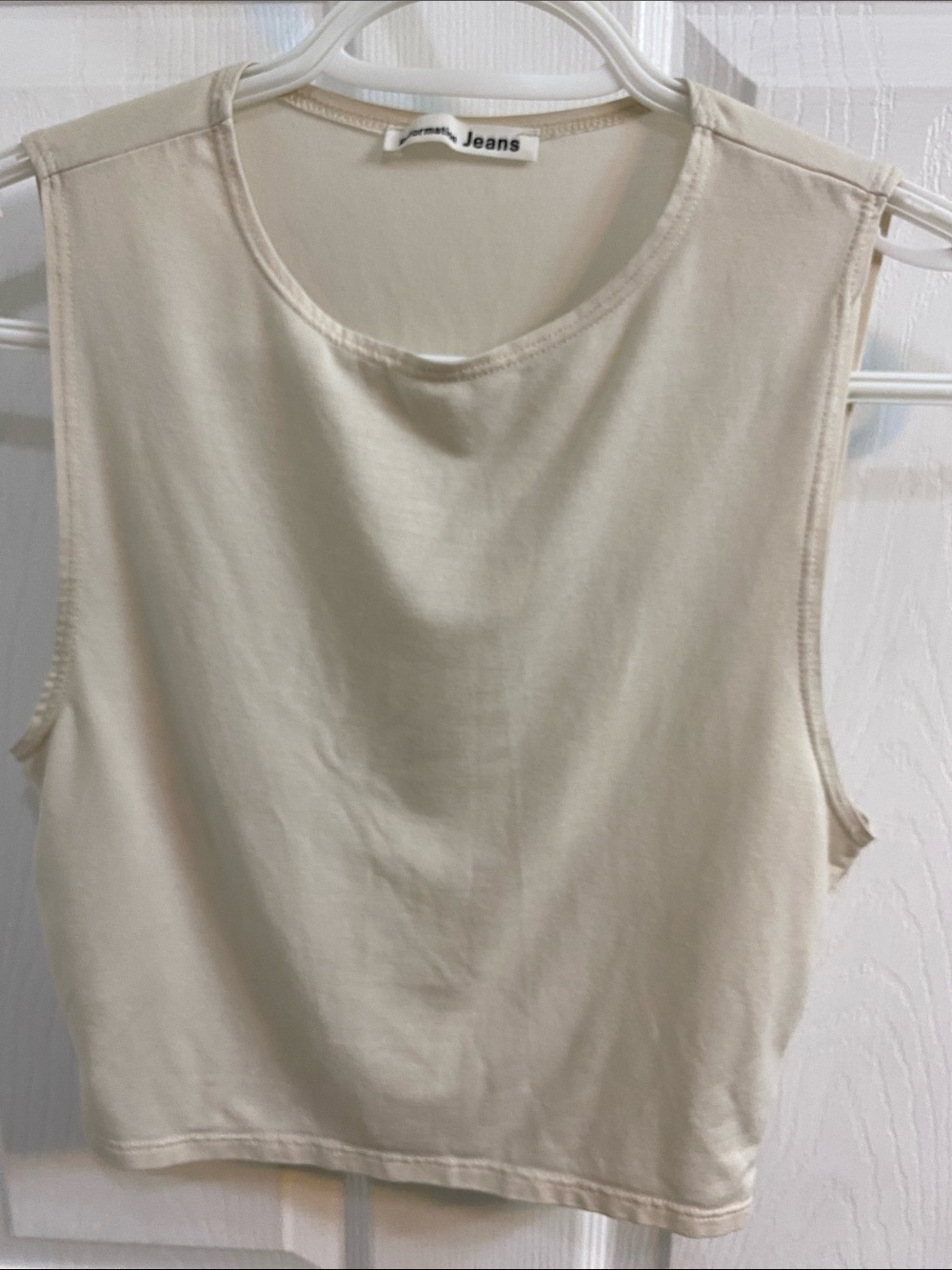 Reformation Jeans Cream Cropped Tank Top Women’s Size XS Casual School Fall